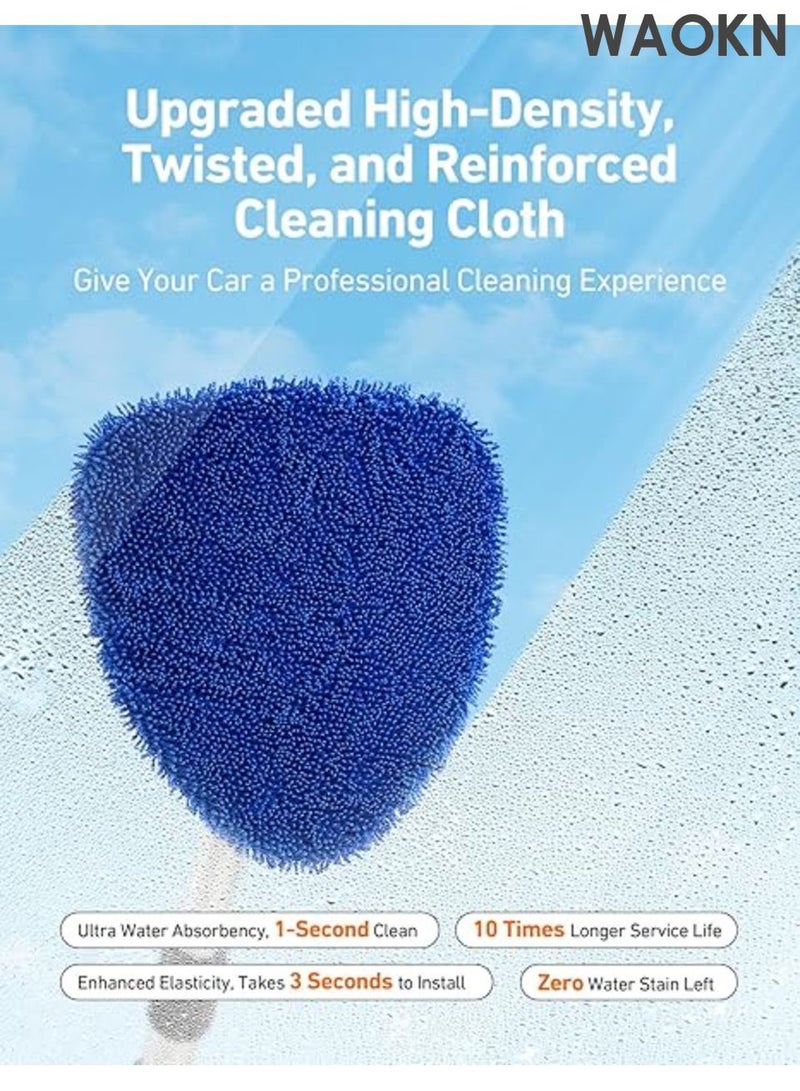 WAOKN Windshield Cleaner Tool , Car Interior Window Detailing Cleaning Kit , with Extendable Handle and 4 Easy-to-Install Reusable Microfiber Pads , Auto Glass Wiper Brush Kit for Car&Home , Comes with a 100ML bottle , Blue . - Image 4